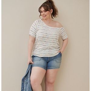 Torrid One Shoulder Striped Shirt